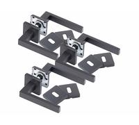 AGT 3 garnitures de porte en inox - 6 poignées sur rosaces
