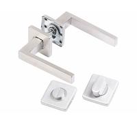 AGT Garniture de porte de WC/salle de bains, 2 poignées sur rosaces carrées
