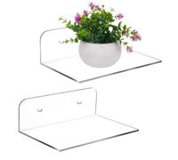AHANDMAKER Lot de 2 étagères murales transparentes en acrylique en forme de L pour salle de bain, chambre à coucher, salon