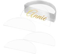 AHANDMAKER Lot de 40 marque-places vierges en acrylique transparent, 8,9 x 4,6 cm, demi-cercle en acrylique pour nom, numéro de table, cartes vierges pour décoration de table de mariage