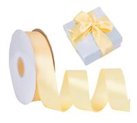 AHANDMAKER Ruban de satin jaune citron de 3,8 cm de large en mousseline de soie de polyester pour emballage cadeau, mariage, décoration, bouquet, artisanat, couture, nœud pour cheveux, invitation