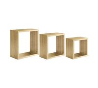 Modularredo Étagères murales AHD Incubo Slim – Lot de 3 cubes modulaires chêne Sagerau