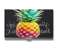 Ahdyr Porte-Cartes de Visite coloré en Forme de pin et de Fruits pour Hommes et Femmes, en métal Fin, avec étui à Cartes de Visite, Portefeuille rétro Fin et Compact.