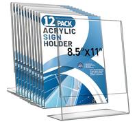Aheroi Lot de 12 supports de panneau en acrylique transparent de 21,6 x 27,9 cm, supports verticaux pour documents, cadres photo en plastique pour affiche, fournitures de bureau à domicile