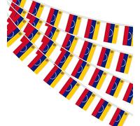AhfuLife 10M Guirlande Drapeau Venezuela, 1Pcs Banderole Drapeaux Vénézuélien, 30 Petit Drapeaux du Venezuela pour Decor la Coupe du Monde Football 2026 Nationale Anniversary Bar Jardin