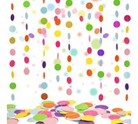 AhfuLife 3 Paquets 9 Mètres Papier Guirlande Multicolore, Cercle Points Suspendus Guirlande Arc-en-Ciel, Décorations de Carnaval Colorées pour Anniversaire Fête Mariage Jardin d'enfants