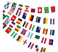 AhfuLife 48 Drapeaux du Monde pour Coupe du Monde de Football 2026, Comprend Drapeaux de République Tchèque, Bosnie-Herzégovine et Suède pour Décor Football Fans Bar Jardin (2Pcs, 28×20cm)