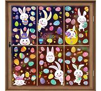AhfuLife 9 Feuilles Stickers Fenêtre de Pâques, Autocollants Lapin et Oeufs en Verre pour Décoration (Style 2)