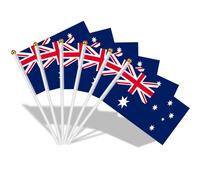 AhfuLife Petit Drapeau Australie - 30Pcs Mini Drapeaux Australien avec Poteau Solide Blanc de 30cm pour Décoration Jardin Bar, Coupe du Monde, Célébration Australian Open Fête Nationale