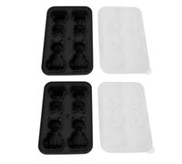 Ahgsup Plateau à Glaçons en Silicone en Forme de Chat 3D, 4 Cubes Réutilisables, Moule à Glace en Forme D'animal Mignon pour Whisky, Cocktails, Crème Glacée, 2 Pièces (Noire)