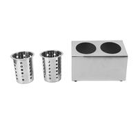 Ahgsup Porte-ustensiles de Cuisine Multifonctionnel, Fond Antidérapant, Seau de Rangement pour Couteaux et Fourchettes en Acier Inoxydable (2 compartiments 700 ml)