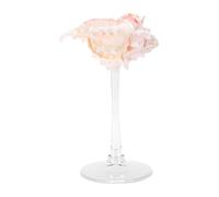 Ahgsup Verre à Vin en Forme de Coquille de Conque, Gobelet à Tige Haute, Fait à la Main, Poli, Décoration de Table en Verre pour Boissons Froides, avec Tasse à Longue Tige en (Base Transparente Rouge)