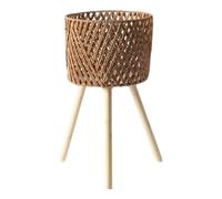 AHIOJEGX Cache Pot en Osier Support for Plantes d'intérieur, Pots de Fleurs tissés à la Main, Tabouret avec Pieds, Panier de jardinière au Sol, étagère for Jardin et extérieur(M1)