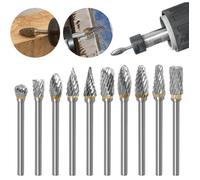 Ahlsen 10Pcs Fraise Metal pour Fraiseuse Double Coupe de Tungstène Fraises Rotatives Fraise Meuleuse Droite pour Outils Rotatifs
