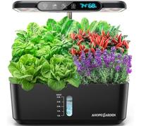 Ahopegarden Système de culture hydroponique pour jardin d'herbes aromatiques : kit de jardin d'intérieur avec lampe de croissance LED et affichage intelligent de la température et de l'humidité - Kit