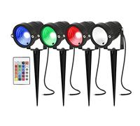 AHOTSUK Spot de jardin extérieur alimenté par secteur 12 V DC RGBW LED Éclairage de jardin étanche IP66 LED à changement de couleur pour allée, terrasse, cour, arbre mural