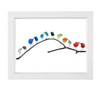AHQCBWG Art en verre de mer, oiseaux arc-en-ciel sur branche, décoration murale de plage, pendaison de crémaillère, cadeaux