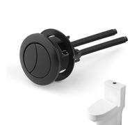 AHRLIC Bouton de chasse d'eau de rechange noir - Double bouton poussoir de chasse d'eau pour toilettes, boutons de chasse d'eau de 38 mm avec deux tiges, kit de bouton de chasse d'eau rond pour