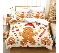AHSTEFGX Lot de 3 Parure lit Noël Housse Couette 2 taies Oreiller Zip,Fêtes | 2026 3D housse de couette festive 200X220cm 2 taies d'oreiller, microfibre douce brossée pour famille Noël chambre(135*200cm)