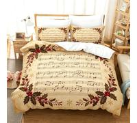 AHSTEFGX Noël Parure de lit 3 pièces Housse Couette 2 taies Oreiller,Fêtes | 2026 Microfibre parure de lit Noël 200X220cm 2 taies oreiller, réversible flocon pour célébration Noël cadeau(155*200cm)