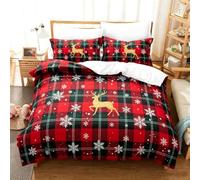 AHSTEFGX Parure de lit Noël 3 pièces Housse Couette 2 taies Oreiller,Fêtes | 2026 Parure Noël 3 pièces 135X200cm housse couette 2 taies oreiller, microfibre réversible pour nuits d'hiver(135*200cm)