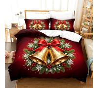 AHSTEFGX Parure lit Noël 3 pièces Housse de Couette 2 taies Oreiller,Fêtes | 2026 3D housse de couette festive 200X220cm 2 taies d'oreiller, microfibre douce brossée pour famille Noël chambre(200*220cm)