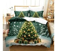 AHSTEFGX Parure Noël 3 pièces Housse Couette 2 taies d'oreiller Neuf,Fêtes | 2026 Père Noël renne parure 200X220cm housse couette 2 taies oreiller, entretien facile lavable comme cadeau(200*220cm)