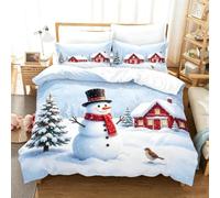 AHSTEFGX Parure Noël 3 pièces Housse Couette 2 taies d'oreiller Soft,Fêtes | 2026 Père Noël renne parure 200X220cm housse couette 2 taies oreiller, entretien facile lavable comme cadeau(200*220cm)
