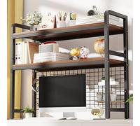 Ahtadums Bibliothèque de Bureau à 3 Niveaux, étagère de comptoir Polyvalente en métal, étagère de Bureau, étagère de Rangement, présentation, Organiseur (Noir, 95cm)