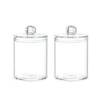 AHUFGN Boite Coton Tige Boîte circulaire for cotons-tiges, couvercle anti-poussière en plastique transparent, cure-dents simple, belle boule, bâtonnet de fil dentaire, rangement bijoux(2pcs)