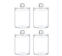 AHUFGN Boite Coton Tige Boîte Circulaire For Cotons-tiges, Couvercle Anti-poussière En Plastique Transparent, Cure-dents Simple, Belle Boule, Bâtonnet De Fil Dentaire, Rangement Bijoux(4pcs)