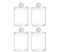 AHUFGN Boite Coton Tige Boîte circulaire for cotons-tiges, couvercle anti-poussière en plastique transparent, cure-dents simple, belle boule, bâtonnet de fil dentaire, rangement bijoux(4pcs)