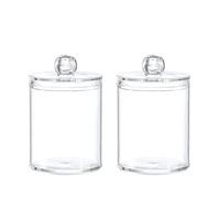 AHUFGN Boite Coton Tige Boîte Circulaire For Cotons-tiges, Couvercle Anti-poussière En Plastique Transparent, Cure-dents Simple, Belle Boule, Bâtonnet De Fil Dentaire, Rangement Bijoux(2pcs)
