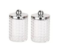 AHUFGN Boite Coton Tige Boîte de rangement en plastique for cotons-tiges, lot 1, 2 ou 3 pièces, organiseur salle bain 283 ml, pot d'apothicaire transparent, distributeur(2pcs color1)