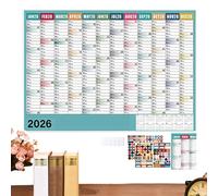 Ahuuen Calendrier Mural 2026 Grand Format | Grand Calendrier Mural Semainier 2026 45,7 x 61 cm,Agenda Scolaire de 12 Mois pour Organisateur Étudiant Professeur Maison Dortoir Appartement Famille Noël