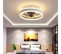 AHWEKR Reversible Plafonnier Ventilateur Silencieux Telecommande 6 Vitesses Chambre Ventilateur de Plafond avec Lumiere Moderne Salon Φ40cm 30W Dimmable LED Ventilateur de Plafond,Blanc