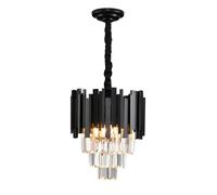AHXIAOZN Lustre moderne cristal,Plafonnier cristal or,1xE14 Lumières pour salle à manger, cuisine, salon, chambre, couloir, café,bar(30 * 30 Cm,Noir)