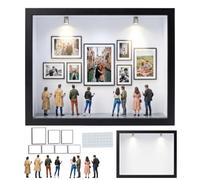 AHYDFSR Mini Boîte de Silhouette de Musée, Mini Cadre Vitrine avec Figurines & Lumiere LED, Vitrine de MéMoire Photo, Shadow Box, Boîte Silhouette de Musée Mode, pour Saint-Valentin, Anniversaire
