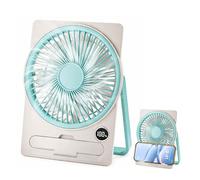 AHYDFSR Ventilateur de Bureau, Ventilateur USB Silencieux, Mini Ventilateur Silencieux 5 Vitesses, avec Affichage LED, Petit Ventilateur Portable pour Bureau, Maison, Chambre à Coucher (Bleu)