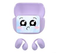 Ai Translation Écouteurs sans fil avec coque à écran tactile LED 6.0 Convertisseur 144 en temps réel Réduction du bruit Appels légers et confortables Longue durée pour batterie Noir (traduction violet