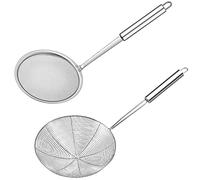 Aiareozy 2 Pièces Cuillere Ecumoire Inox, Araignée Cuisine, Cuillère Écumoire, Passoire Écumoire en Acier Inoxydable, Cuillère Ajourée pour Cuisson Aliments, Pâtes, Spaghetti, Nouilles