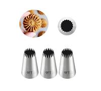 Aibakrs - Lot de 3 douilles à douille Churro pour Eclair, buse étoile extra large pour passepoil, pointe de glaçage en étoile ouverte de 2,7 m en acier inoxydable