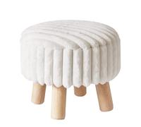 Aibiju Pouf Ottoman avec Rangement, Pouf Rond en Velours avec Pieds en Bois, Petite Table, Repose-Pieds, Siège D'appoint pour Entrée, Salon, Chambre, Blanc YD-JD153W