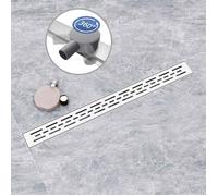AICA Caniveau de Douche Italienne Acier Inox 360°, 80 cm, Panneau de Ligne, avec Siphon et Filtre