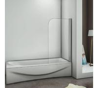 Aica Pare Baignoire 70x130cm Verre Anticalcaire Écran De Baignoire Pivotant À 180 Degrés