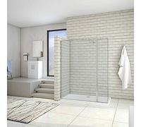 AICA paroi de douche 100x200cm+40x200cm paroi de douche à l'italienne avec un retour de 40cm et une barre de fixation 90cm