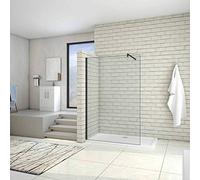 AICA paroi de douche 110x200cm profilé noir mat paroi de douche noire mat à l'italienne avec une barre de fixation noire