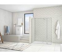 AICA paroi de douche 120x200cm+40x200cm paroi de douche à l'italienne avec un retour de 40cm et une barre de fixation extensible