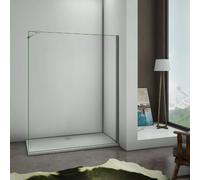 Aica Paroi De Douche 120x200cm Paroi De Douche À L'italienne Verre Anticalcaire Avec Barre De Fixation Grande Pince