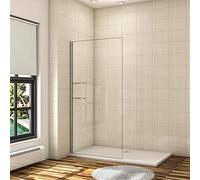 AICA paroi de douche 140x190cm paroi de douche à l'italienne avec 2 étagères en verre securit